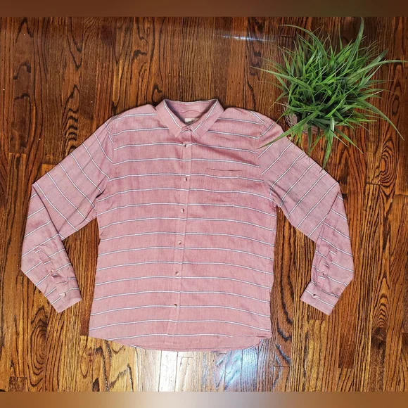 Marine Layer Men's Alemany Long Sleeve Button Up Striped Coral Pink Shirt Sz XL - Picture 2 of 8
